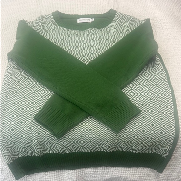 OXKNITSTORE Green and White Sweater - Picture 1 of 4